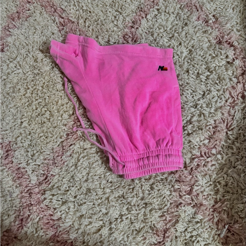 Aviator Nation Pink Athletic Terry Shorts